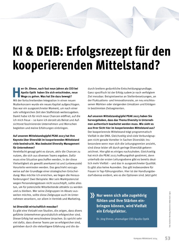 Wertebasierte Unternehmensführung: Künstliche Intelligenz und Diversity Interview Dr.Ehmer KOMPASS2024 002 750x1024 - Wertebasierte Unternehmensführung: Künstliche Intelligenz und Diversity