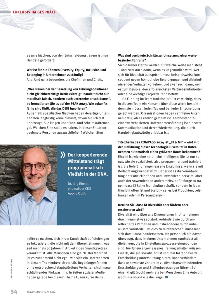 Wertebasierte Unternehmensführung: Künstliche Intelligenz und Diversity Interview Dr.Ehmer KOMPASS2024 003 750x1024 - Wertebasierte Unternehmensführung: Künstliche Intelligenz und Diversity